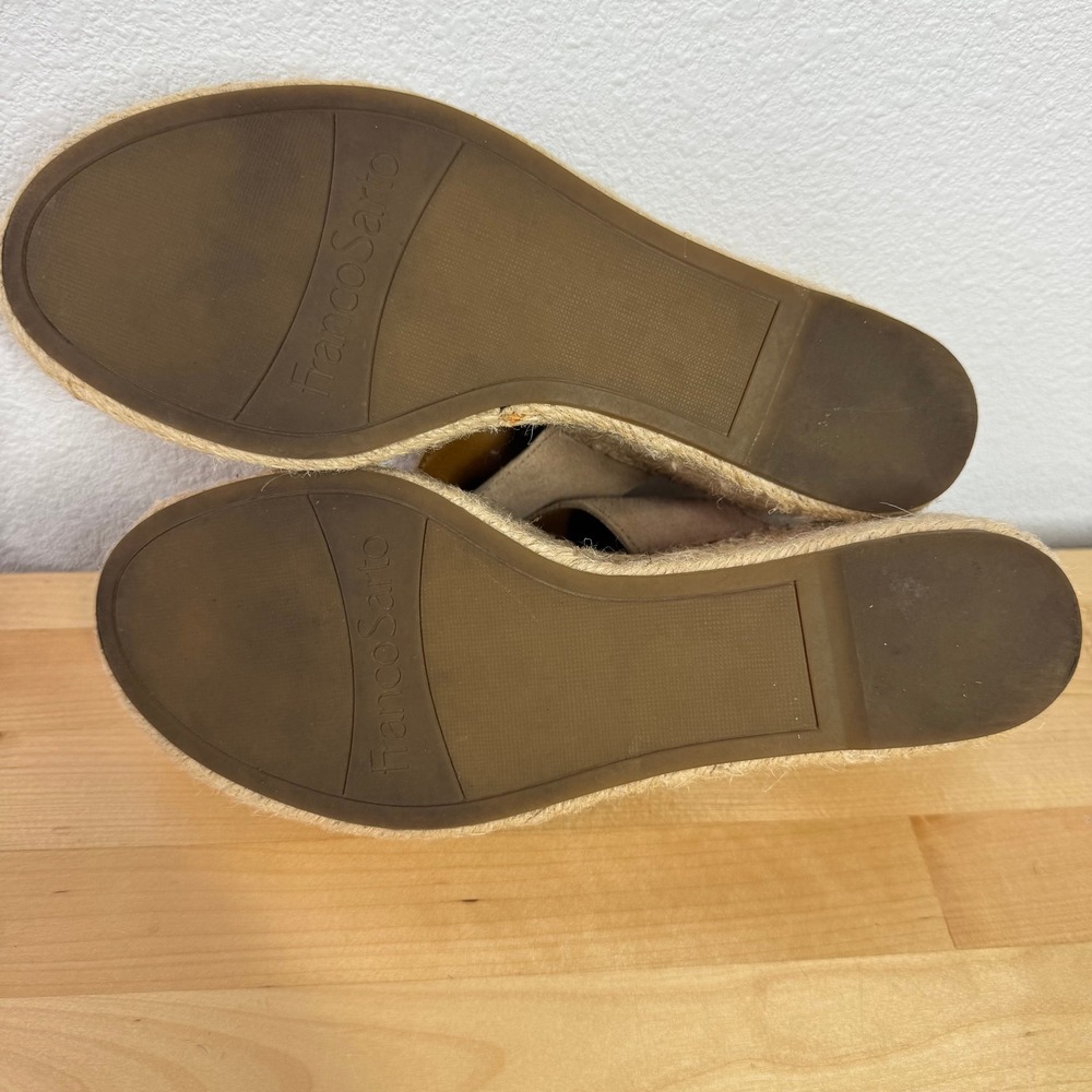Franco Sarto Coastal Tan Suede Espadrille Wedge Sandals Silver Buckle Womens 7M - Picture 5 of 9